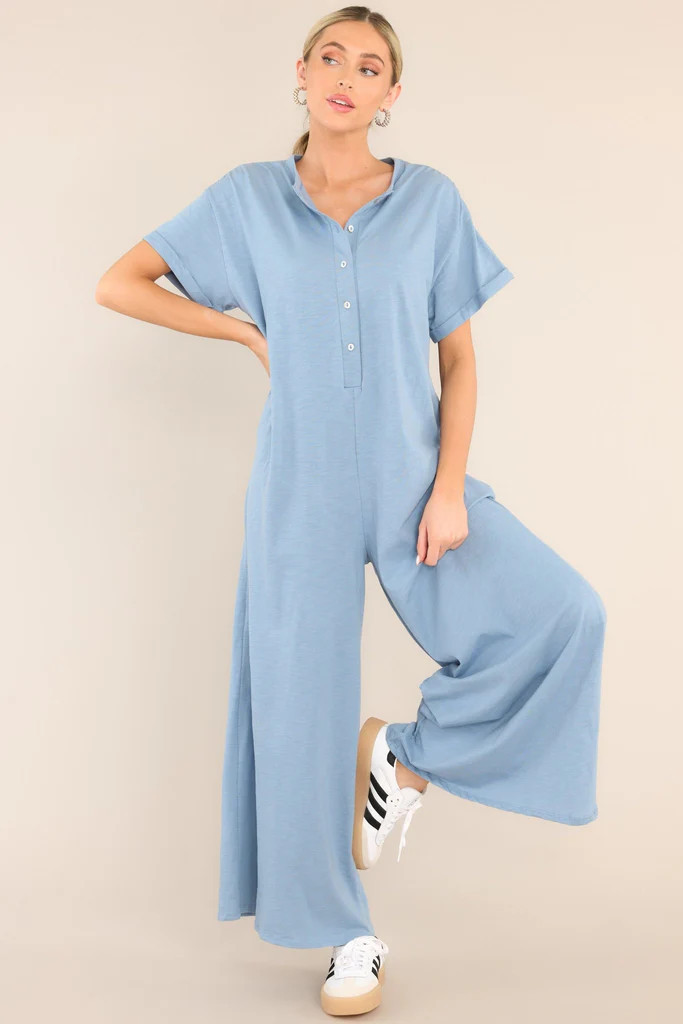 Feeling Like Myself Ash Blue Jumpsuit | Red Dress