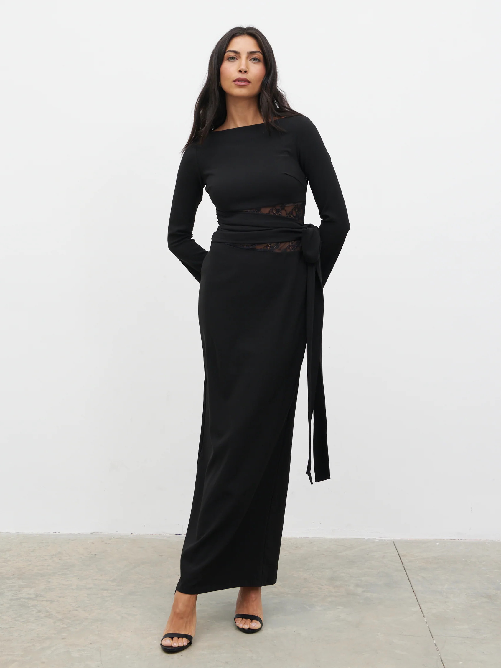 Ambrose Lace Cut Out Maxi Dress - Black | Pretty Lavish (UK)
