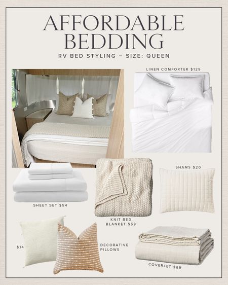 BED \ affordable neutral bedding from Walmart and Target! Styled here in a queen bed!

Home decor 
Sheets
Comforter 
Pillow 
RV camping 

#LTKhome #LTKstyletip #LTKFind