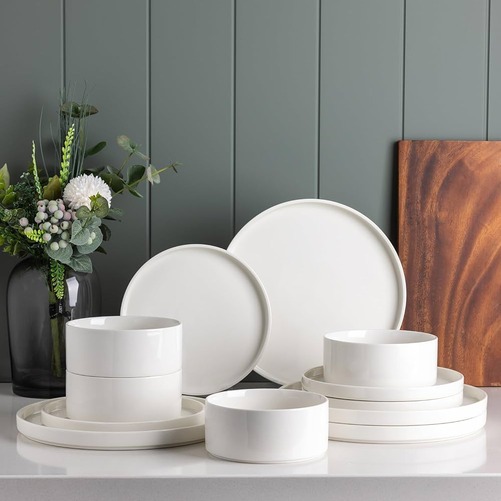 LERATIO Ceramic Dinnerware Sets for 4,Plates and Bowls Sets,Handmade Reactive Glaze Dishes Set,Sc... | Amazon (US)