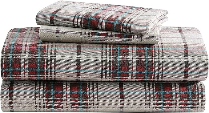 Eddie Bauer Mont Lake Plaid Flannel Sheet Set, King | Amazon (US)