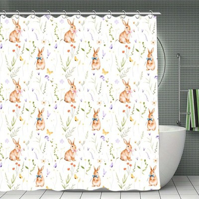 Easter Shower Curtain Set Retro Bathroom Shower Curtain with Hooks, Spring Floral Easter Bunny Waterproof Bath Shower Curtain 70.8x70.8 Iniches | Target