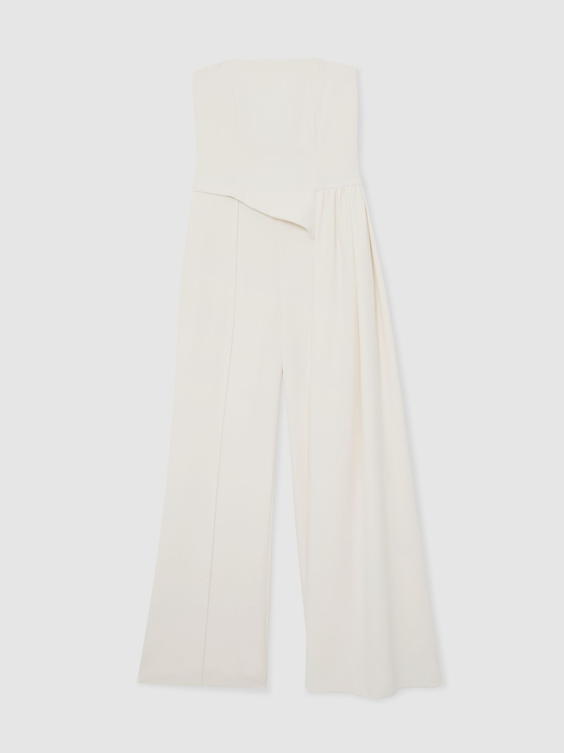 Reiss Strapless Drape Wide-Leg Jumpsuit in Ivory | REISS | Reiss US