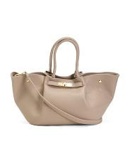 Made In Italy Leather East West Satchel With Turn Lock Belt | TJ Maxx