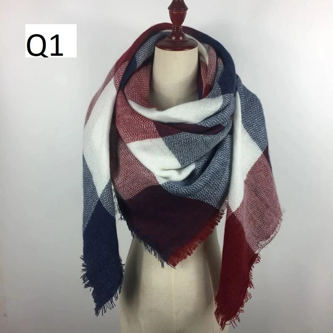 Burgundy Red Blanket Scarf, B2G1 FREE Plaid Blanket Scarf, Bridesmaid Gift, Tartan Plaid Scarf, T... | Etsy (US)