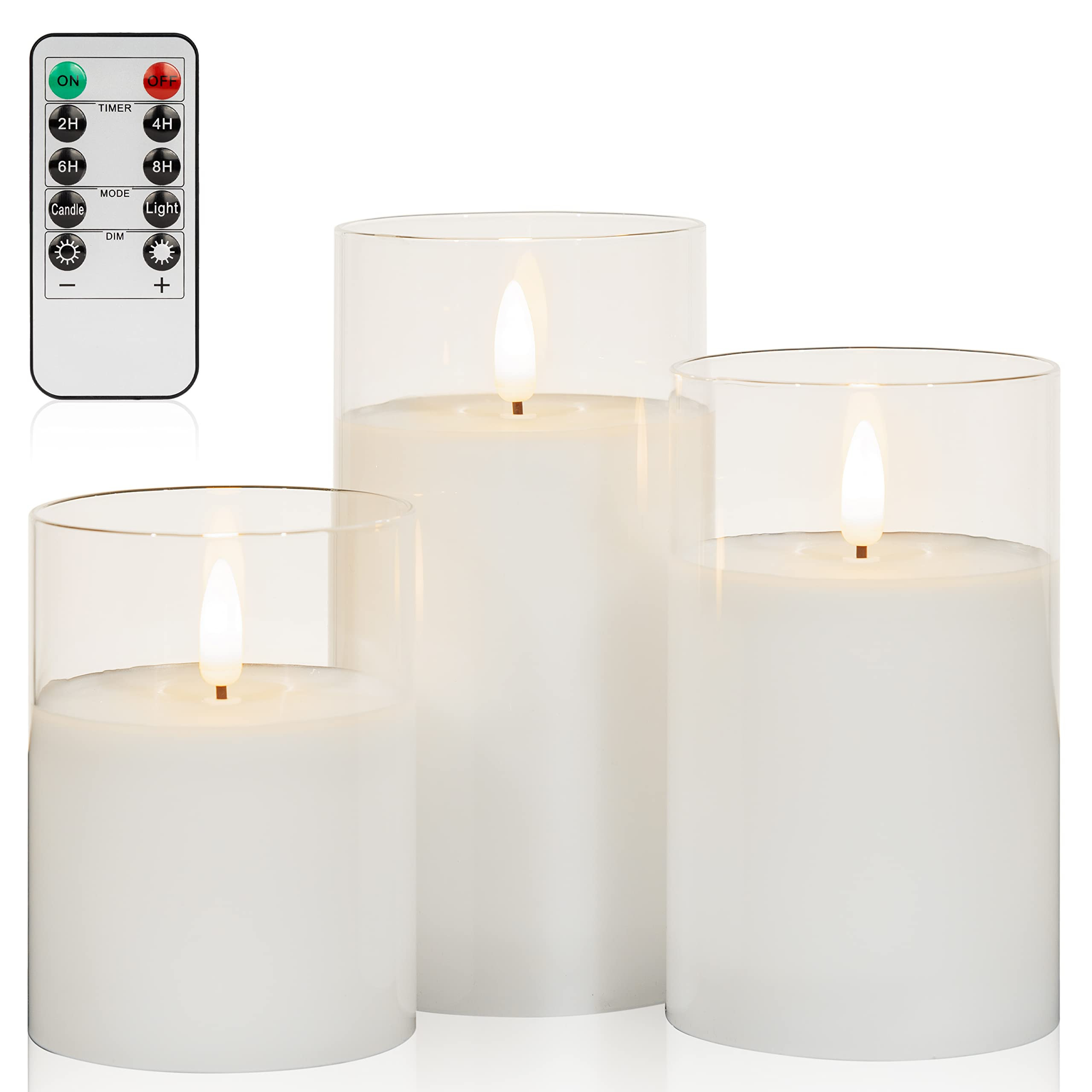 ANGELLOONG Flickering Flameless Candles with Remote, White Battery Operated Candles with Timer, E... | Amazon (US)