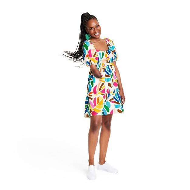 Women&#39;s Botanical Print Puff Sleeve Mini Dress - Tabitha Brown for Target XS | Target