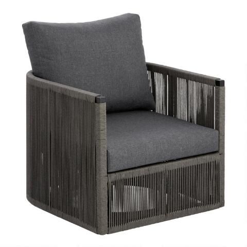 Dark Gray Rope Lorenzo Outdoor Swivel Chair | World Market