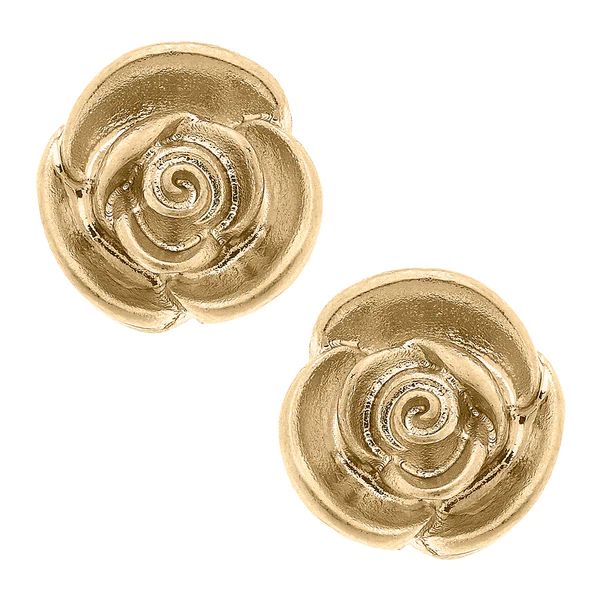 Madison Rose Stud Earrings in Worn Gold | CANVAS