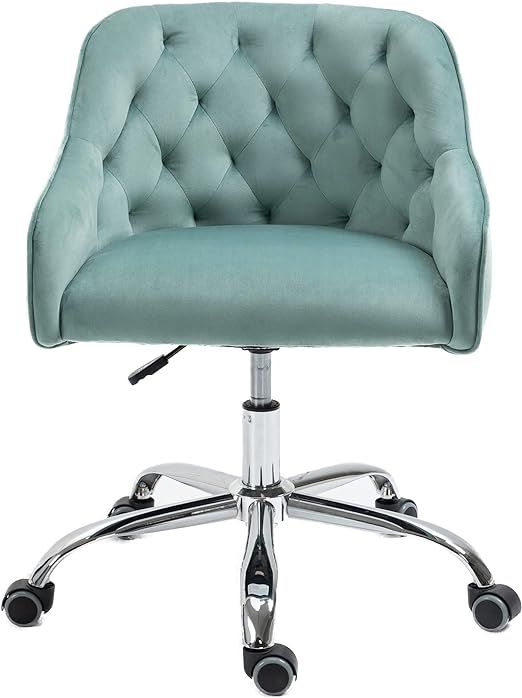 Goujxcy Home Office Chair, Velvet Desk Chair Modern Adjustable Swivel Chair, Upholstered Task Cha... | Amazon (US)