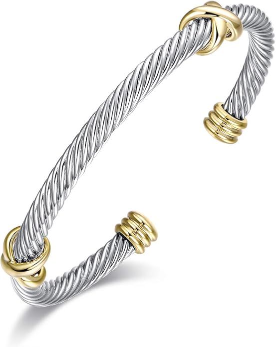Ofashion Bracelet Designer Brand Inspired Cross Cable Bracelets for Women, 6" | Amazon (US)