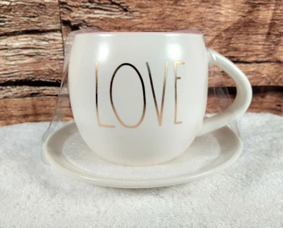 Rae Dunn Love Rae Dunn Cup and Saucer Teacup With Saucer | Etsy | Etsy (US)