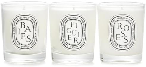 DIPTYQUE Baies Roses & Figuier Scented Candle 3 Piece Set 70 Grams Each Gift Boxed, White | Amazon (US)