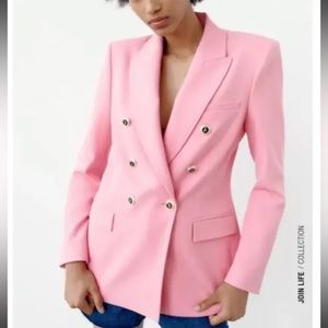 ZARA Pink double breasted Blazer | Poshmark