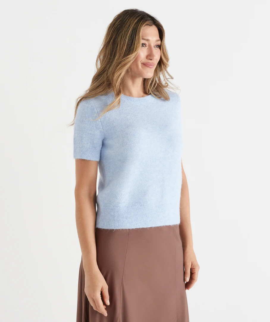 Fluffy Short Sleeve Knit Top | Sussan