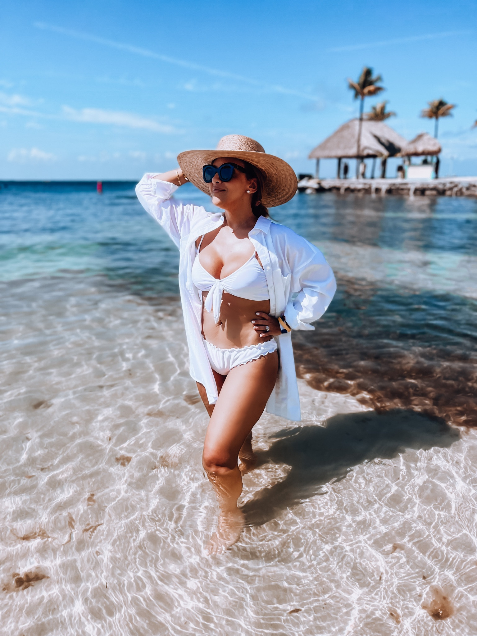 Amazon swimsuit, white swimsuit, white swimwear, white coverup, wide brim hat, resort style, vacation style 

#LTKSeasonal #LTKswim #LTKunder50