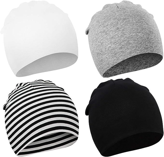 DRESHOW BQUBO 4 Pieces Baby Beanie Newborn Toddler Soft Cute Knit Hat Hospital Hats for Baby Boys... | Amazon (US)