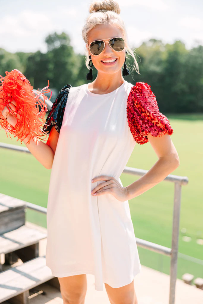 Walk On Red Sequin Puff Sleeve Dress | The Mint Julep Boutique