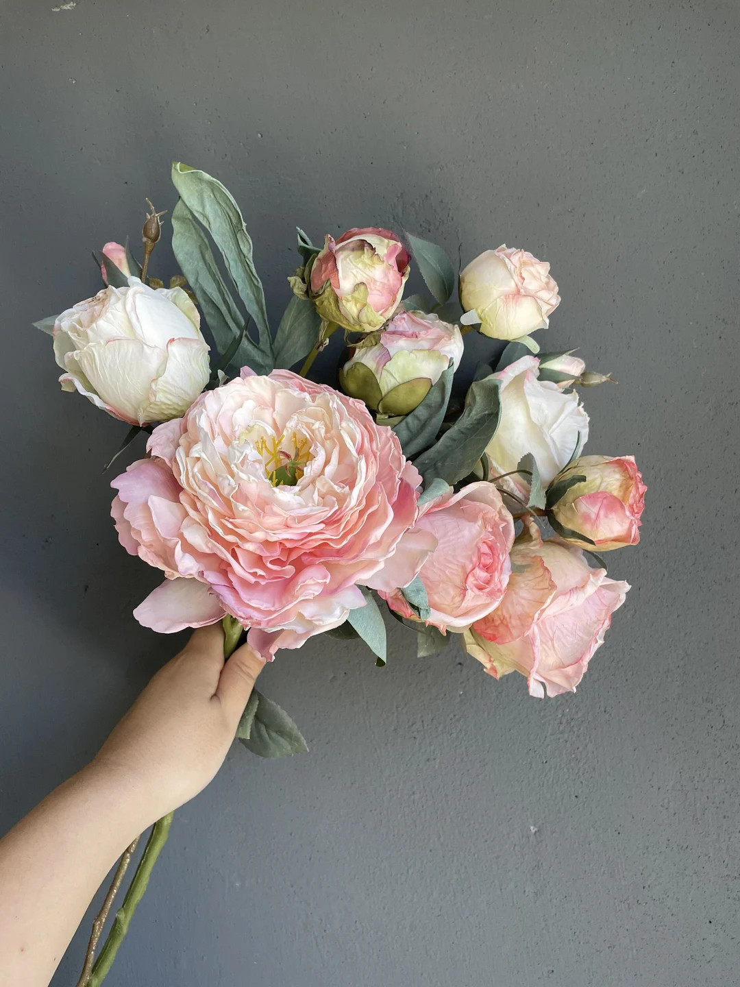 Pink Dried Look Peony, Pink Blush Dried Look Rose, Artificial Flowers, Wedding/Home Decoration, H... | Etsy (Global)