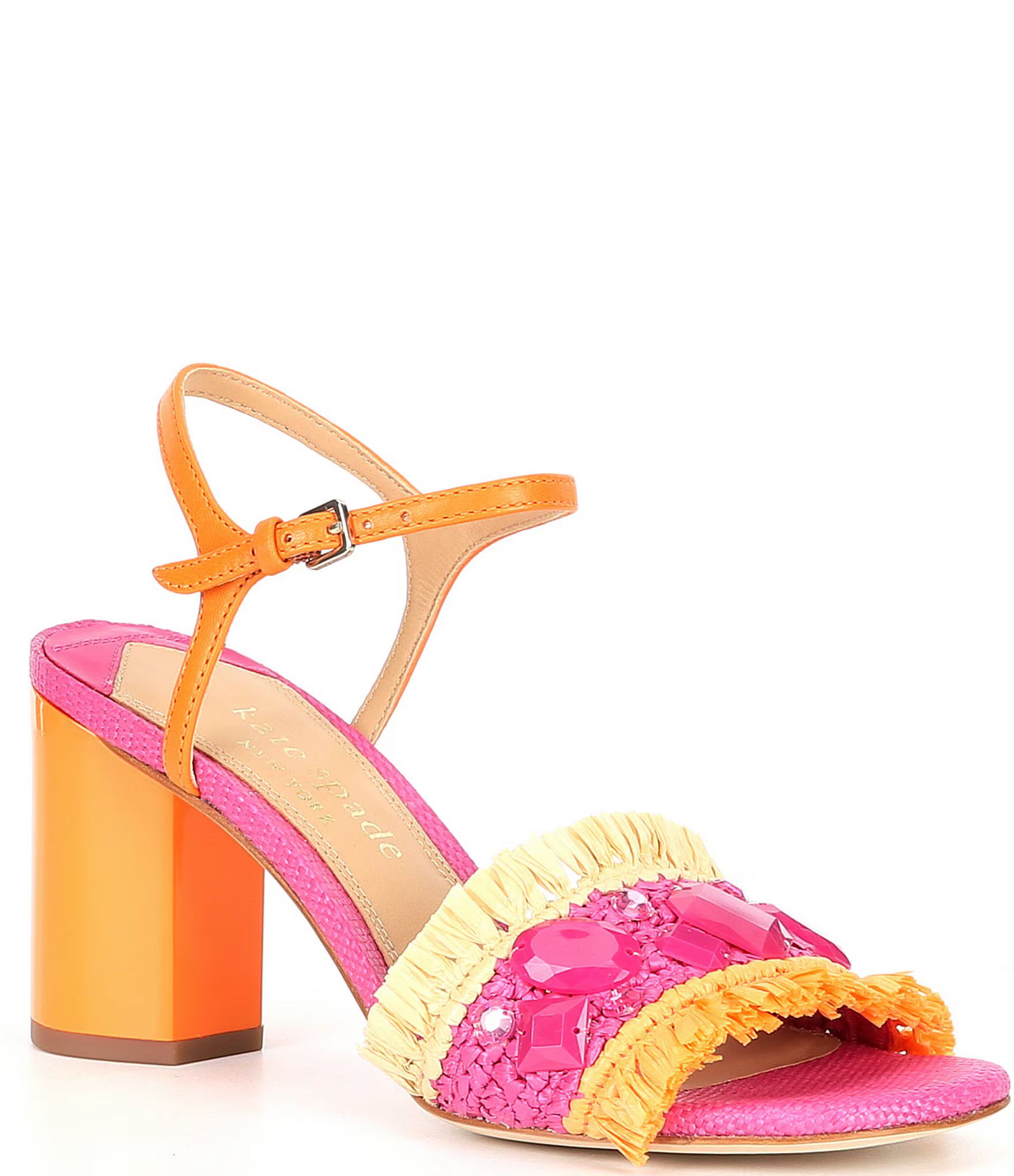 Bora Bora Raffia Embellished Color Block Dress Sandals | Dillard's