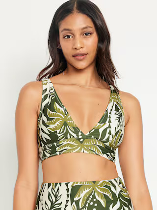 V-Neck Longline Bikini Swim Top | Old Navy (US)