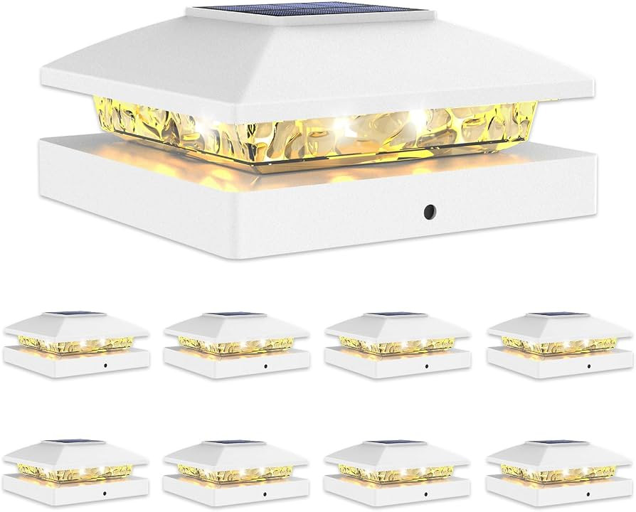 VOLISUN 4x4 Solar Post Cap Lights, 8 Pack White Waterproof Fence Lights | Amazon (US)