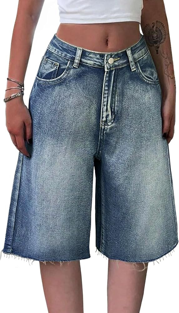 EMMIOL Women Jorts Baggy Jeans Jorts Outfits Mid-Low Waisted Denim Y2K Shorts Summer Hot Short Pa... | Amazon (US)