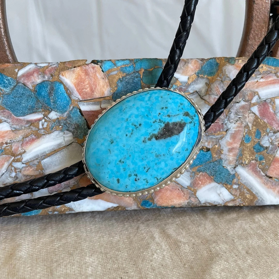 Handmade, Blue Kingman Turquoise Bolo Tie for Men or Women, Sterling Silver, Western Gift Idea - ... | Etsy (US)