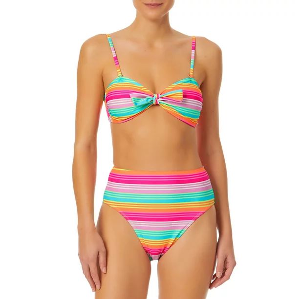 No Boundaries Junior's Tricot Stripe Bikini Swimsuit | Walmart (US)