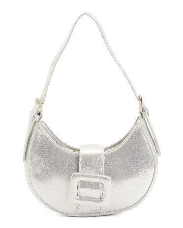 Metallic Shoulder Bag With Buckle For Women | TJ Maxx