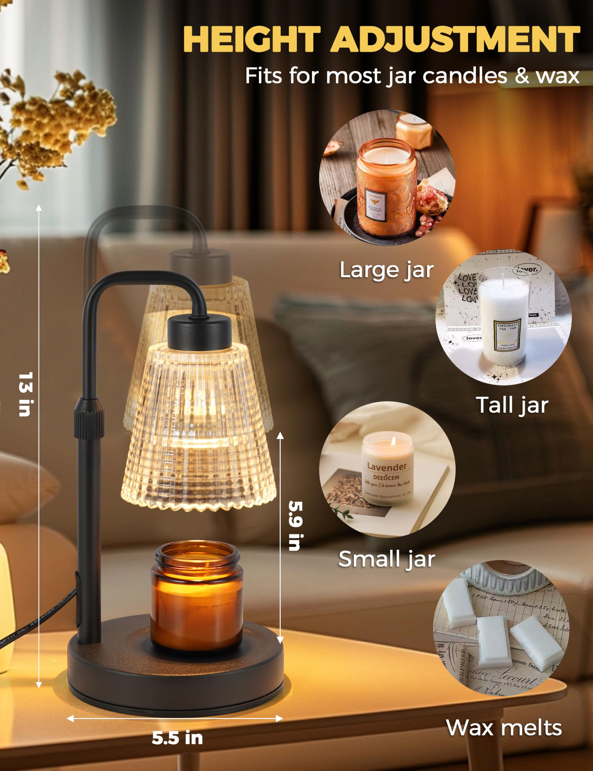 Candle Warmer Lamp with Timer Dimmable, Birthday Gifts for Women Mom, House Warming Gifts New Hom... | Amazon (US)