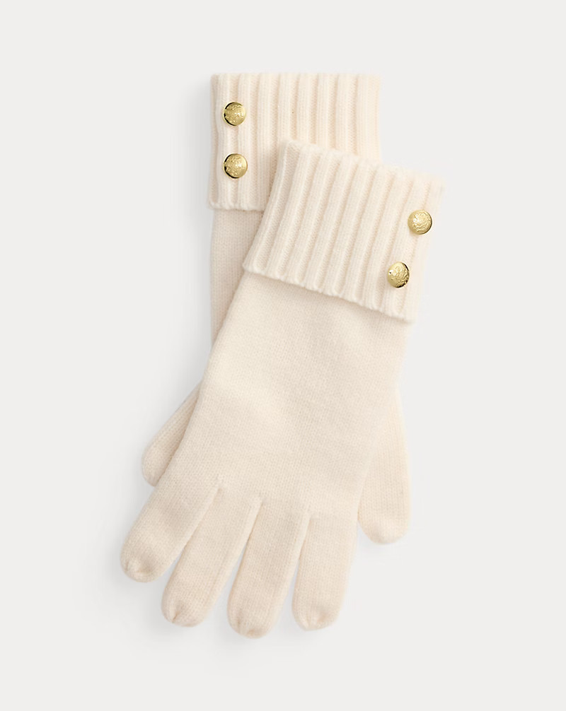 Crest-Button-Trim Knit Gloves | Ralph Lauren (UK)