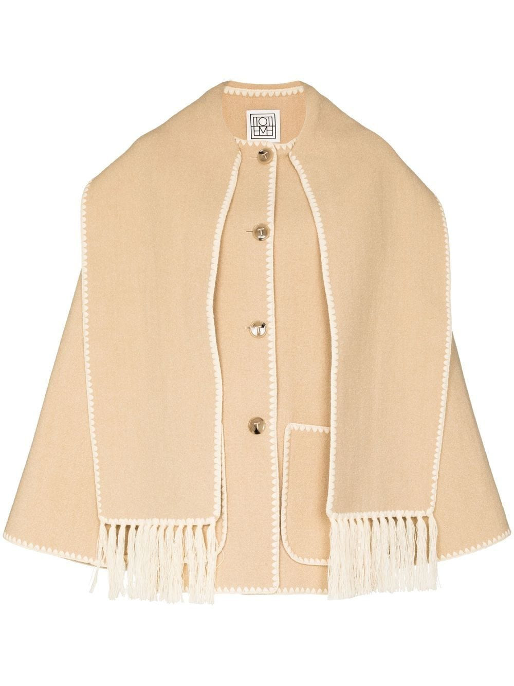 TOTEME embroidered scarf button-front jacket - Neutrals | Farfetch Global