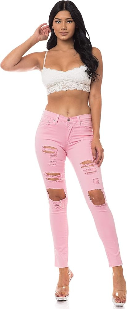 Aphrodite Mid Rise Jeans for Women - Casual Skinny Slim Fit Mid Waisted Stretch Fashion Denim Pants | Amazon (US)