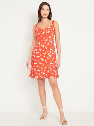 Fit & Flare Crepe Mini Dress | Old Navy (US)