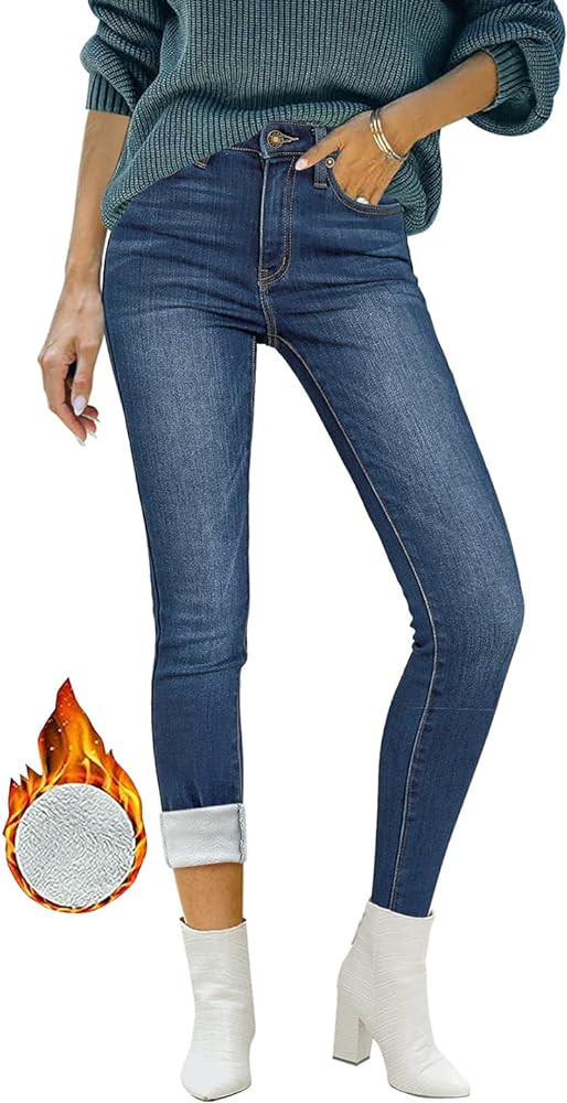 luvamia Women's Fleece Lined Jeans Winter Thermal Denim Jeggings Skinny High Waisted Stretch Warm... | Amazon (US)
