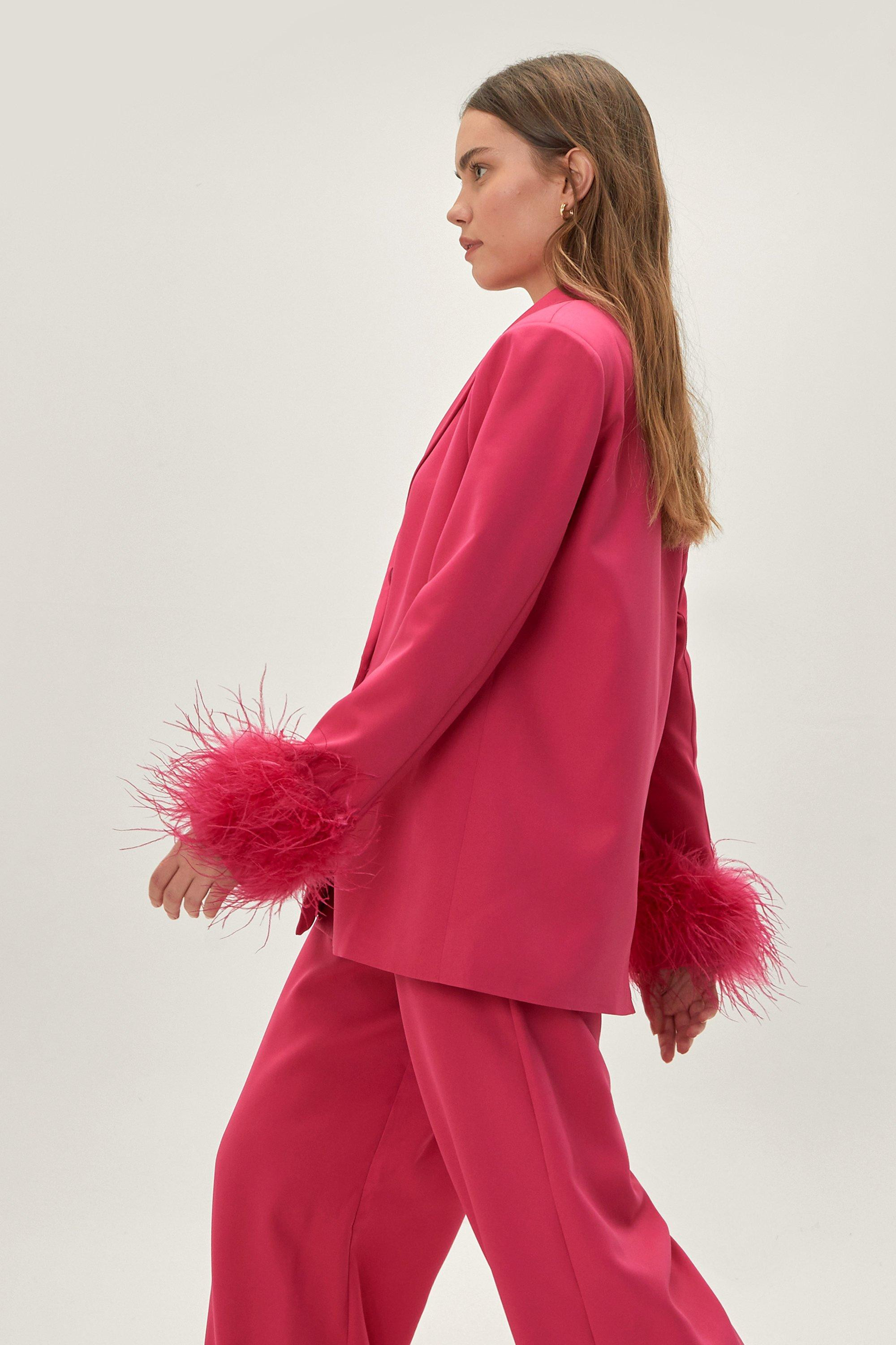 Feather Trim Suit Blazer | Nasty Gal (US)