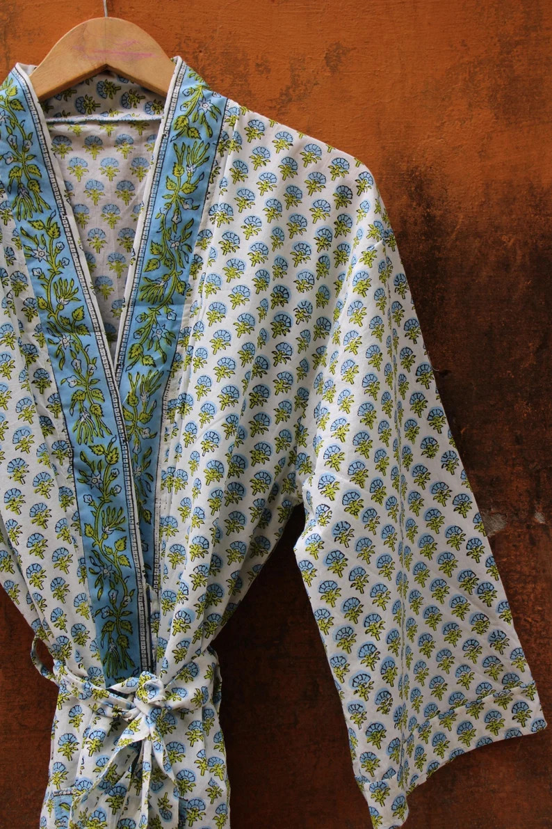 Indian Robe Kimono Robes Bathrobe Long Kimono Dressing - Etsy | Etsy (US)