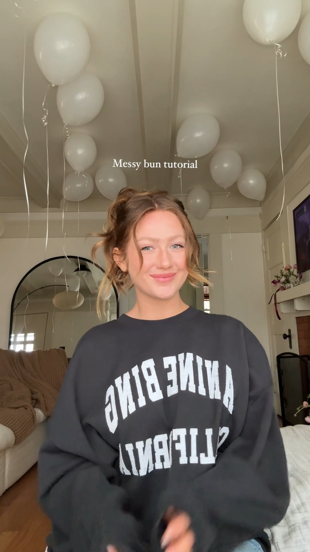 Trying Delaney Child viral messy bun tutorial, linking everything I used 