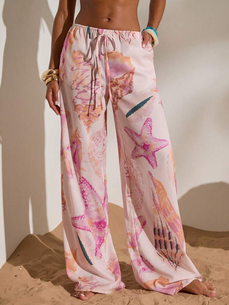 Opulessa Summer Spring Elegant Casual Going Out Beach Vacation Printed Loose Women's Pants, Elega... | SHEIN