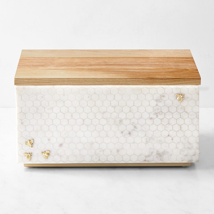 Williams Sonoma Honeycomb Marble Bread Box | Williams-Sonoma