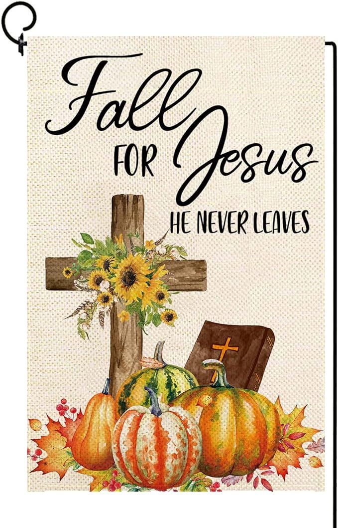 Baccessor Fall For Jesus Pumpkin Garden Flag 12 x 18 Inch Vertical Double Sided, He Never Leaves ... | Amazon (US)