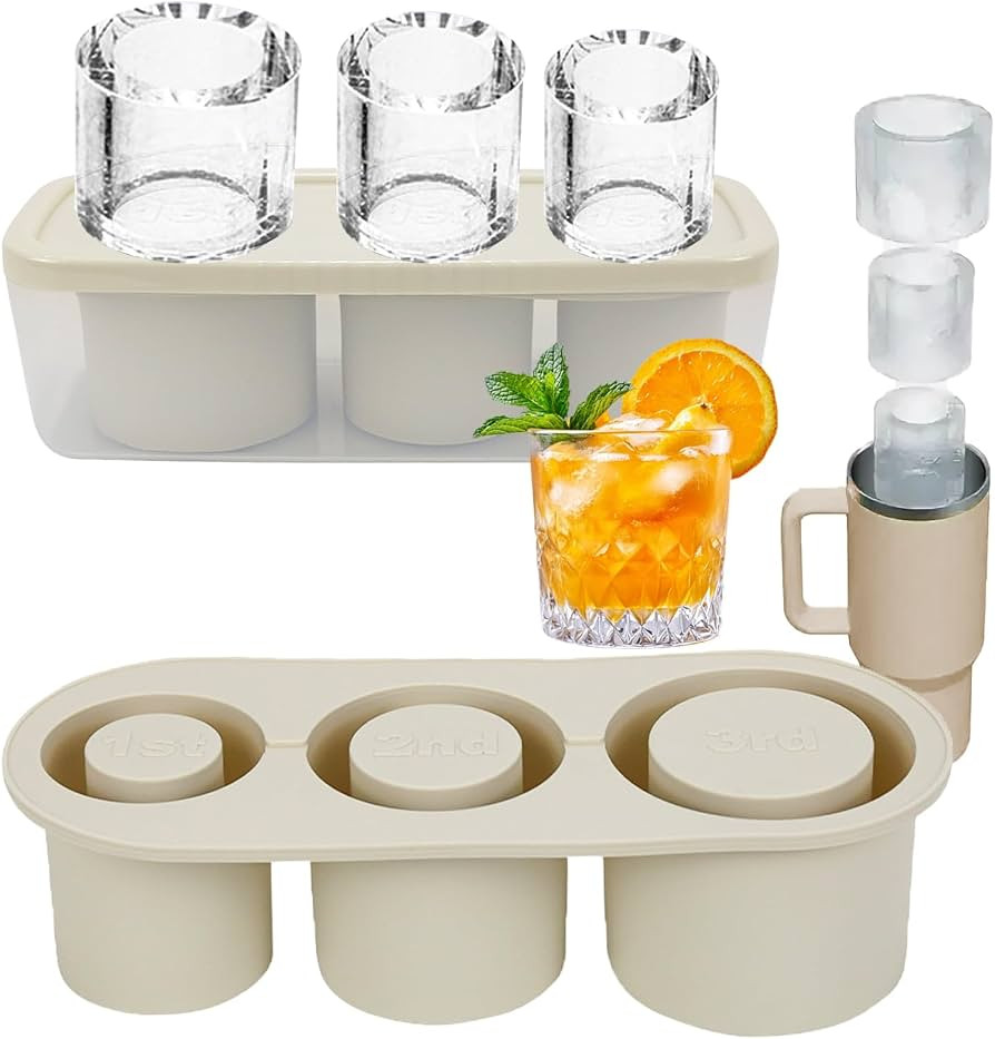 Ice Cube Tray for Tumbler Cup 40 Oz Stanley Cup Silicone Ice Cube Moulds 3Pcs Cylinder Ice Mold E... | Amazon (UK)
