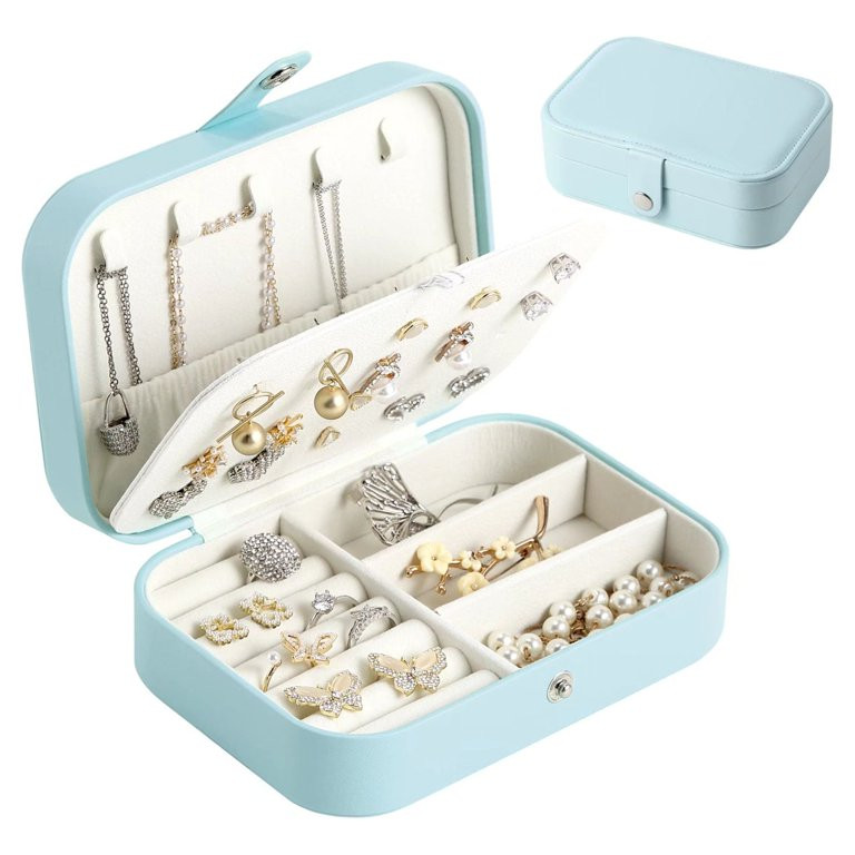 Casegrace Portable Jewelry Box for Women Girls Double Layer Display Storage Organizer Earrings Ri... | Walmart (US)