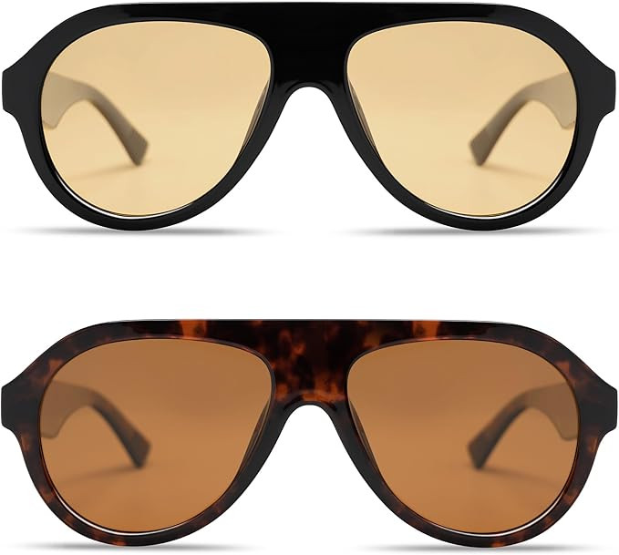 VANLINKER Retro Aviator Polarized Sunglasses for Men Women Trendy 70s Vintage Plastic Frame Sun G... | Amazon (US)