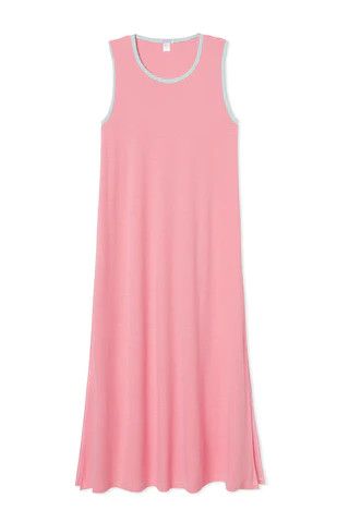 Pima Midi Tank Gown in Hibiscus | Lake Pajamas