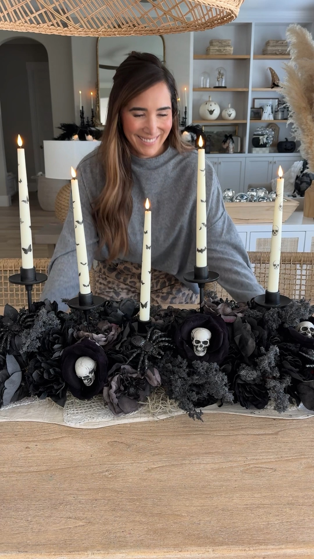 Pool noodle Halloween center piece 🖤 🕷️💀 this was so fun and easy to make! 

#LTKSeasonal #LTKVideo #LTKHome