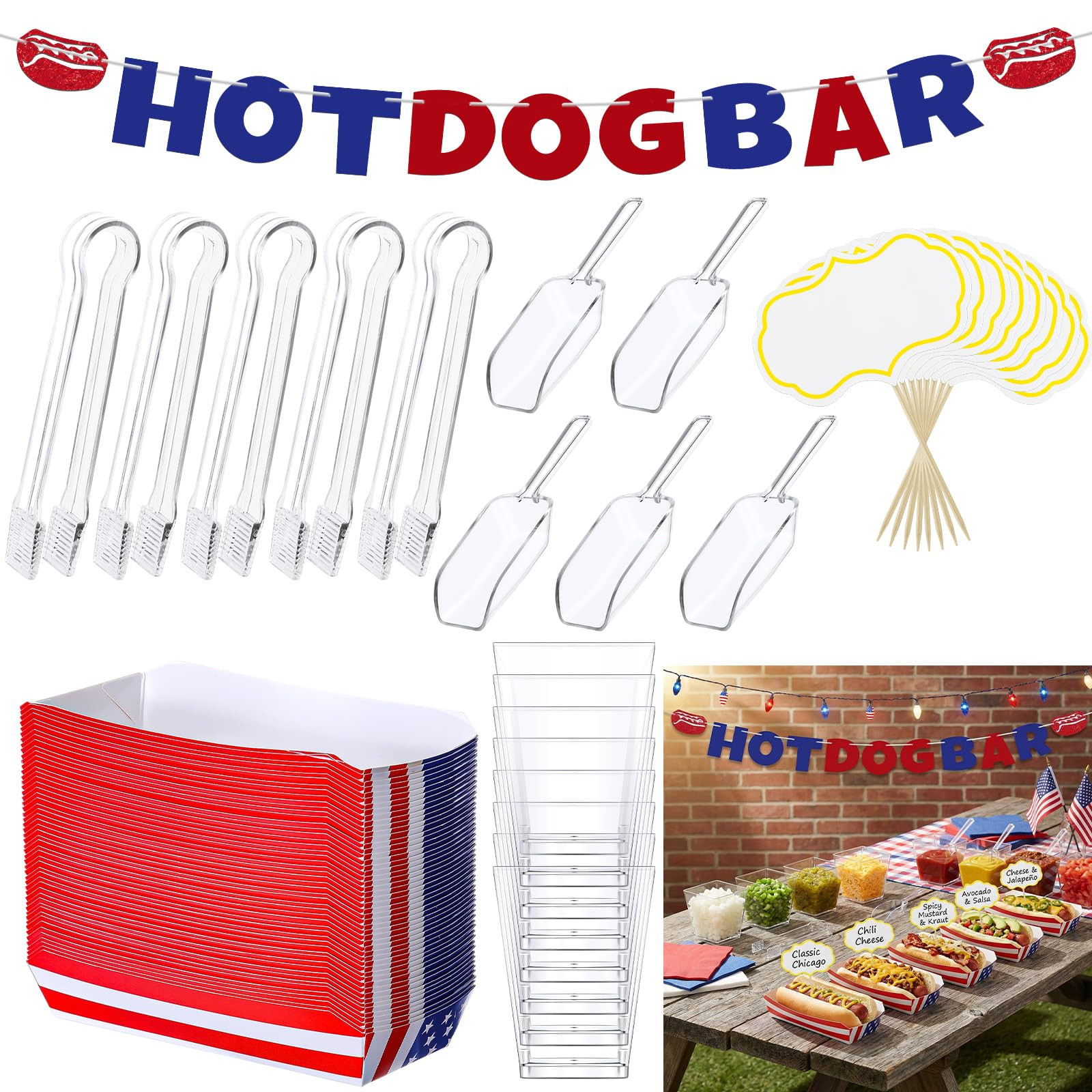 Amazon.com: FoldTier 101 Pcs 4th of July Party Supplies Patriotic 250th Anniversary Decorations Independence Day Hot Dog Bar Kits Red White Blue American Flag Party Decor for USA Memorial Day Picnics Bbqs : Home & Kitchen | Amazon (US)