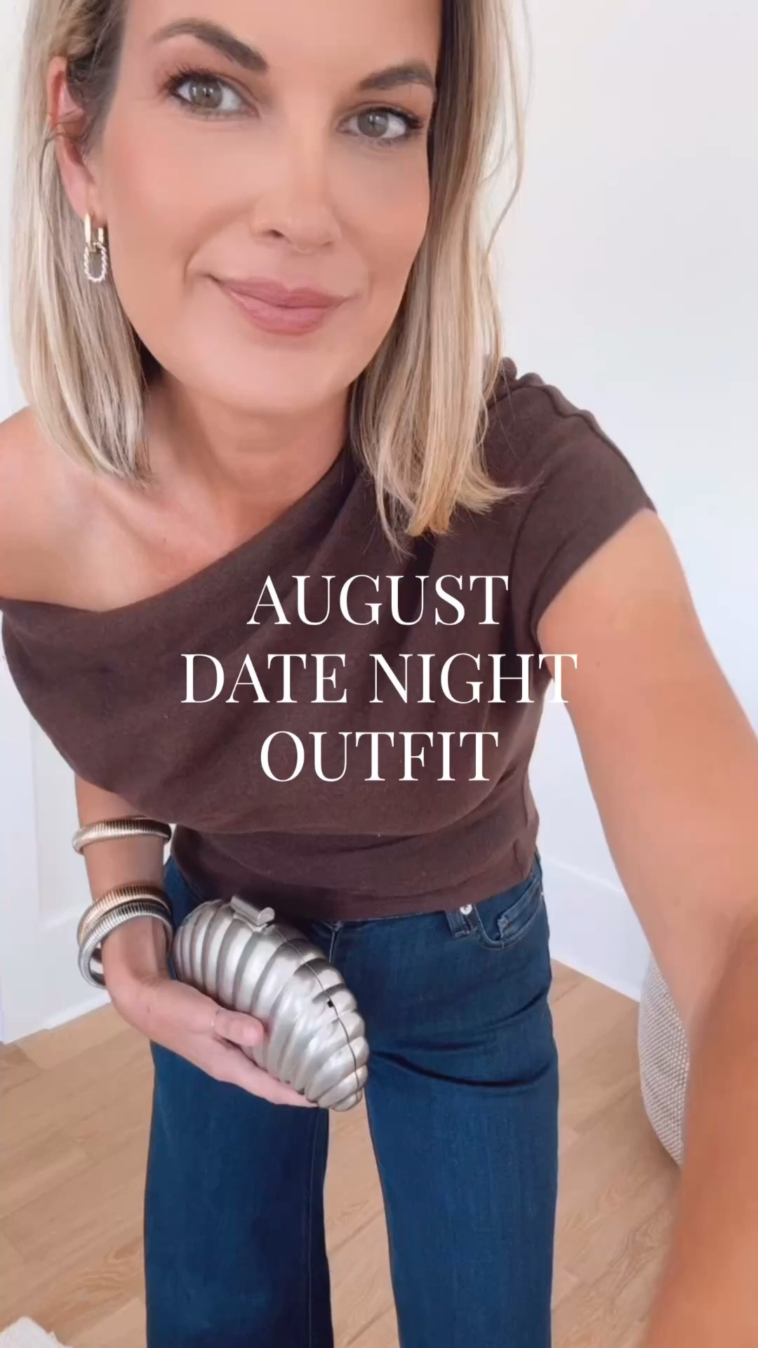 Date night outfit.  The jeans are on sale under $20!  Small top.  Sandals true to size. Sharing a save clutch as well!

#LTKgrwm #LTKTall #LTKOver40