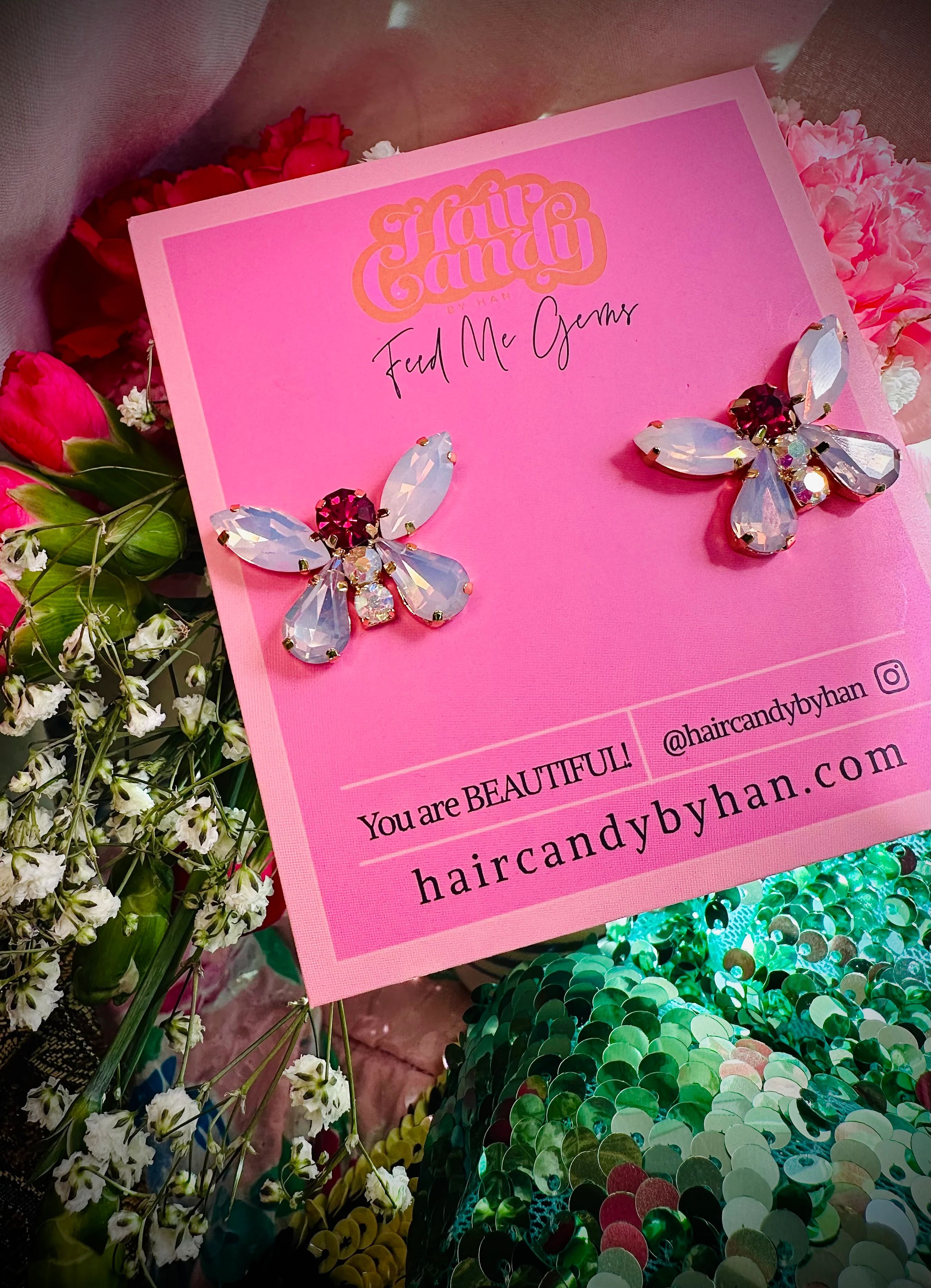 Pink Opal Butterfly Studs | Feed Me Gems